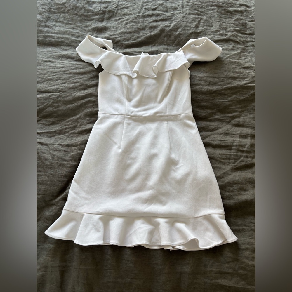French Connection White Ruffle Dress - Picture 4 of 6